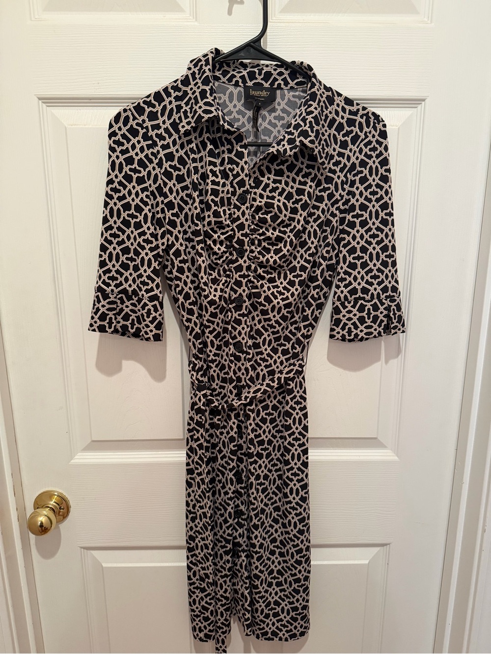 Laundry by Shelli Segal Geometric Print Belted Shirt Dress Size 4